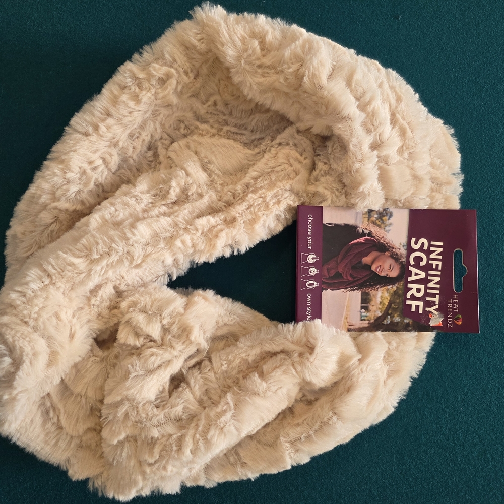 Cozy Faux Fur Cream Colored Infinity Scarf